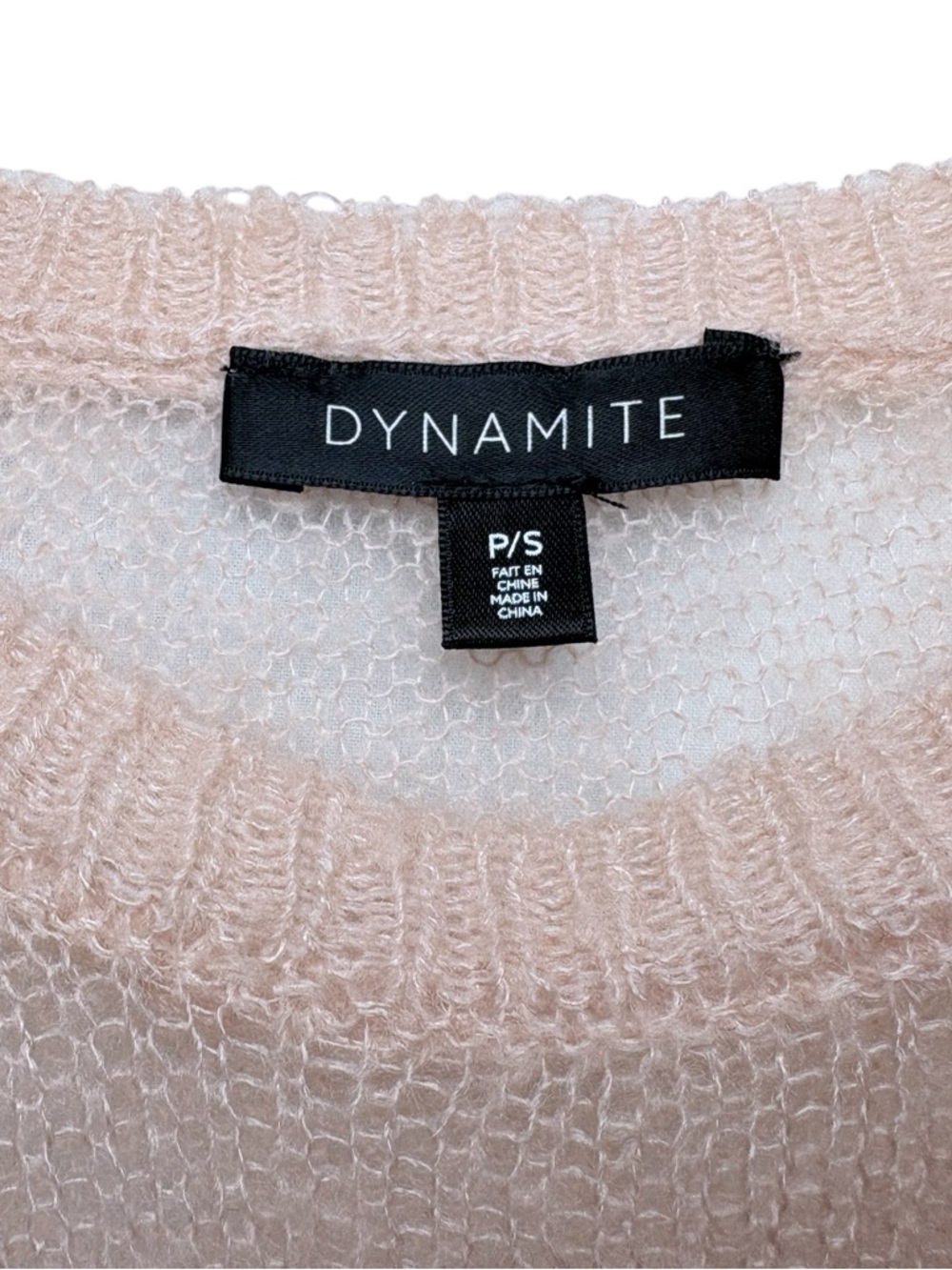 Dynamite Crewneck Mohair Sheer Granola Sweater Soft Goblin Pink Blush Sz Small - Picture 6 of 10